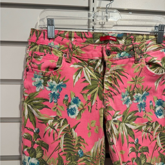BONGO y2k style Tropical Print Pink and Green Jeans - Picture 6 of 6